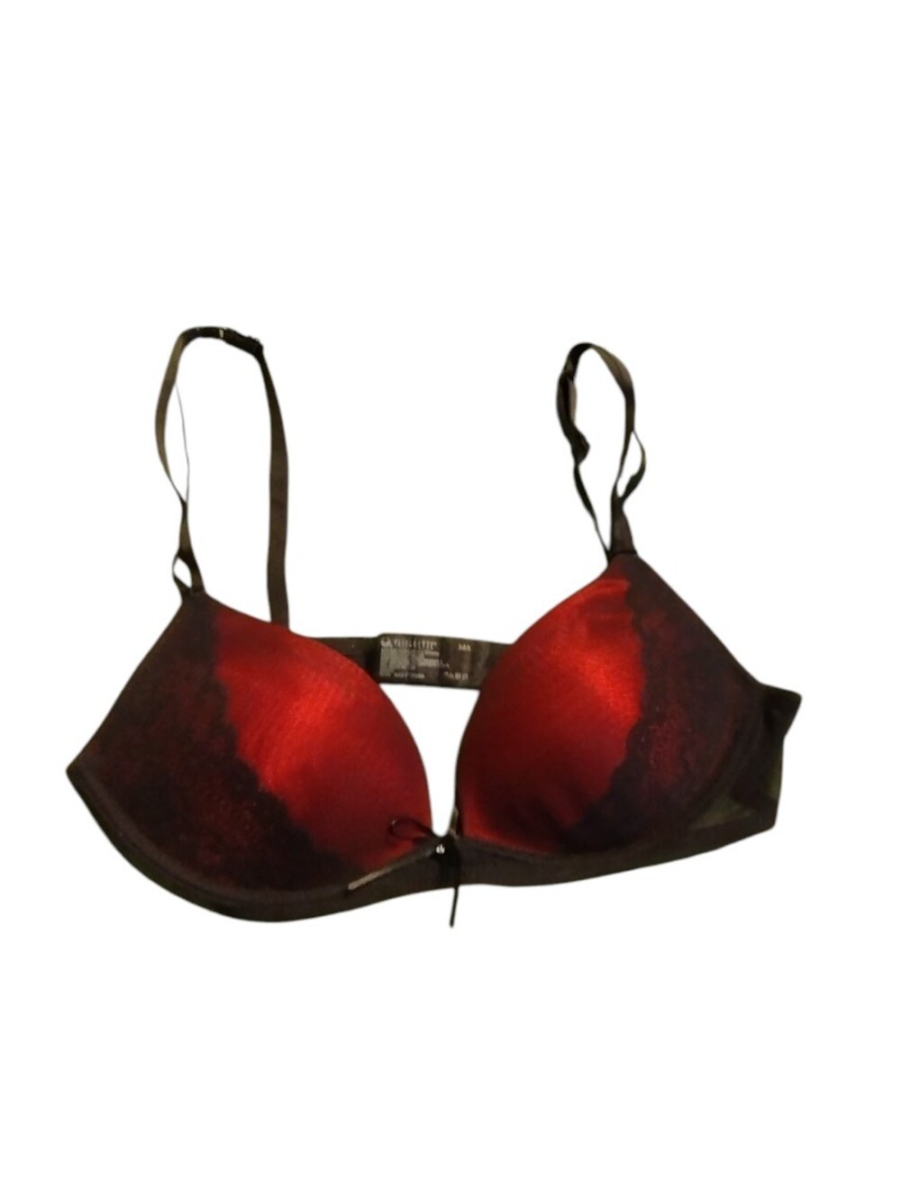 EUC vassarette Red and Black Lace Push-Up Bra Sexy 36A Sultry